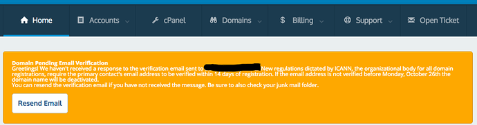 Domain Verification Email – Reclaim Hosting